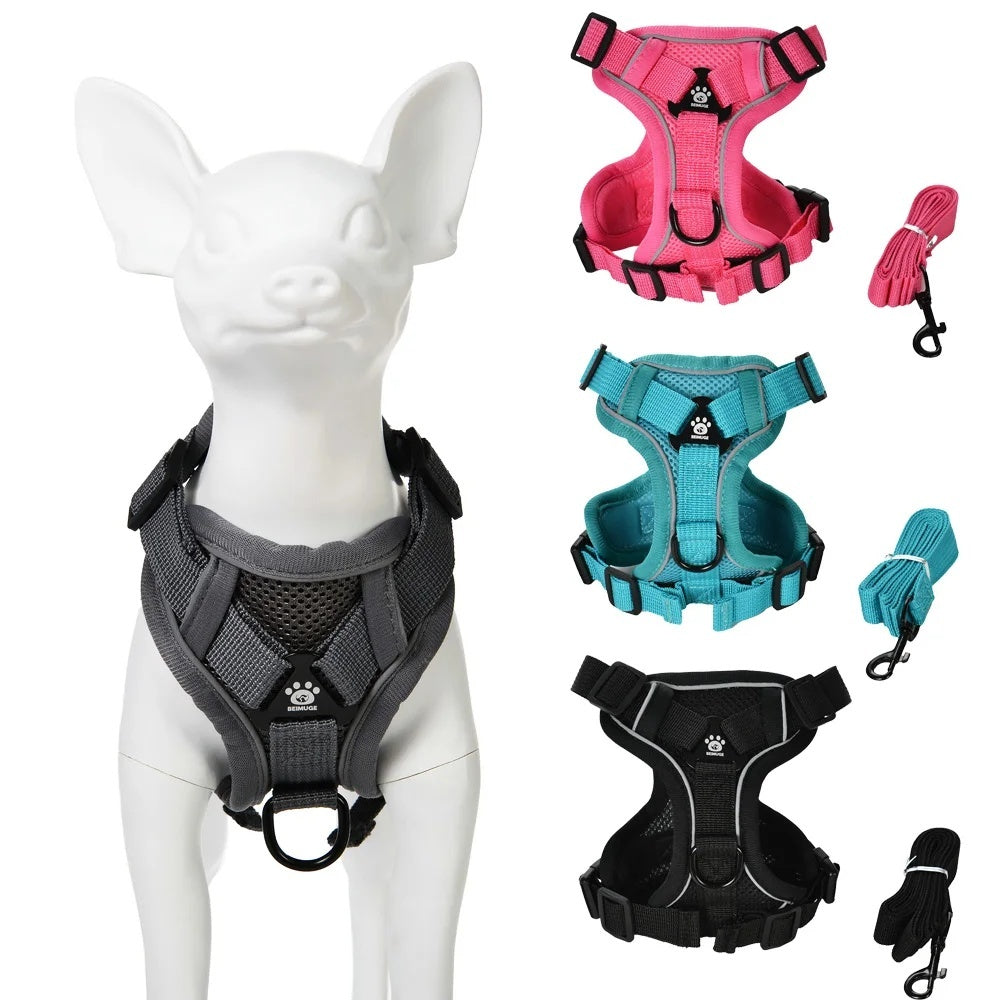 No-Pull Dog Harness and Reflective Leash Set