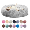 Calming Donut Dog Bed, Faux Fur Cuddler with Raised Rim