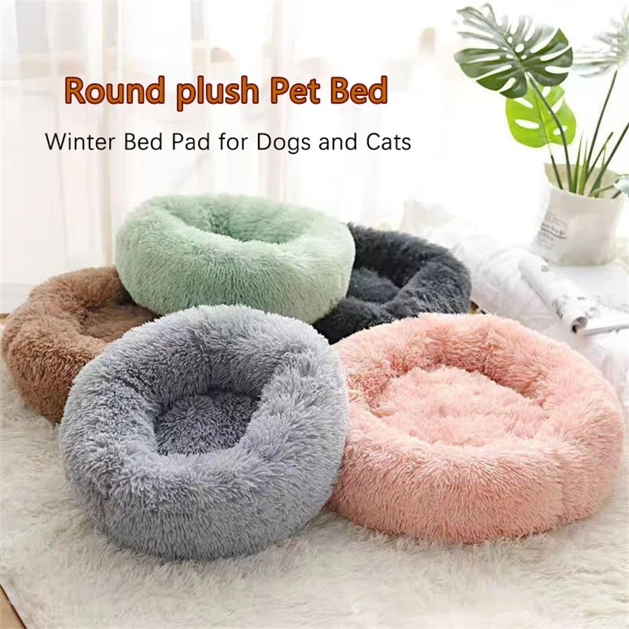 Calming Donut Dog Bed, Faux Fur Cuddler with Raised Rim